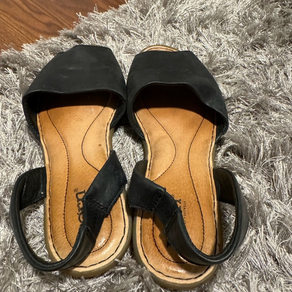 Born Trang Comfort Sandals Size 7 M Slingback Flat Peep-toe Cushioned Leather - Picture 3 of 5